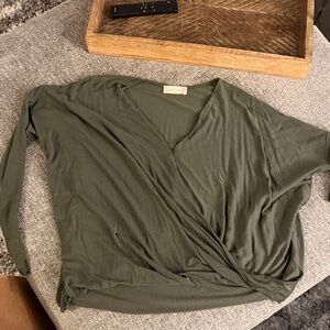 Altar'd State Olive Green Wrap Blouse